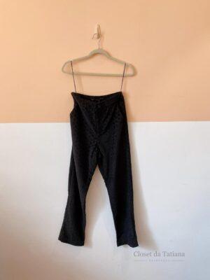 Calça Azul Veludo Textura Maria Filó | Tam: P