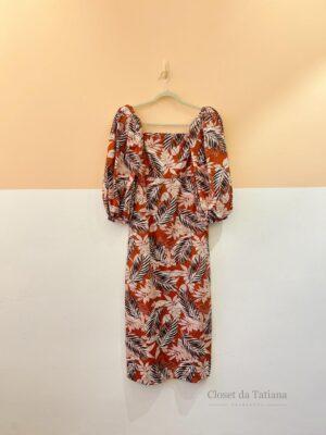 Vestido Midi Manga Estampa Valônia Veras | Tam: M