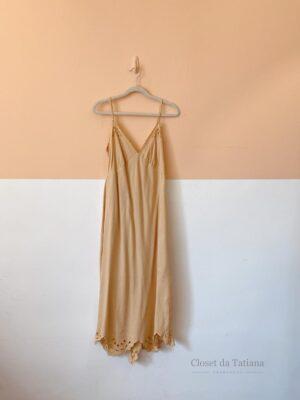 Vestido Bege Laise Maria Filó | Tam: P