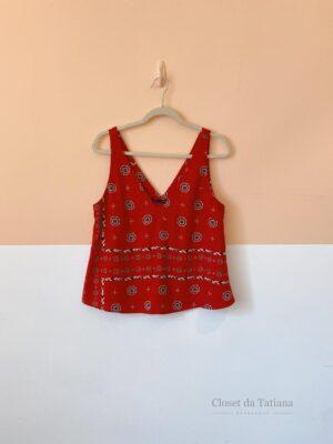 Blusa Vermelha Estampa Maria Filó | Tam: G