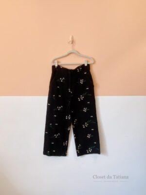 Calça Preta Tweed Flores Zara | Tam: M