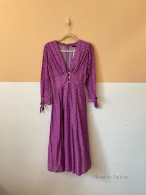 Vestido Midi Estampa Rosa/Lilás Vix | Tam: P