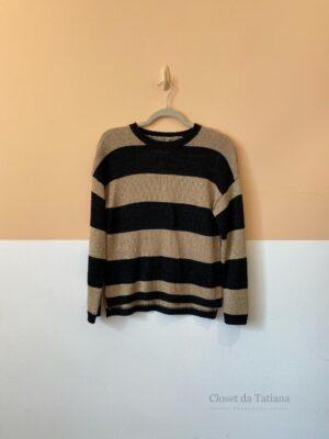 Tricot Luréx Preto E Bege Farm | Tam: P