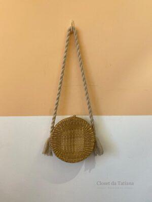 Bolsa Redonda Palha Alça Corda Nannacay