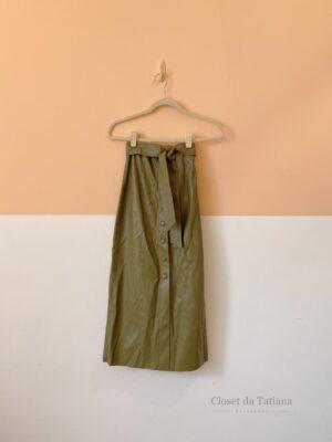 Saia Midi Couro Fake Verde Renner | Tam: PP