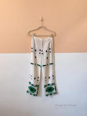 Calça Off Bordados Linho Zara | Tam: P