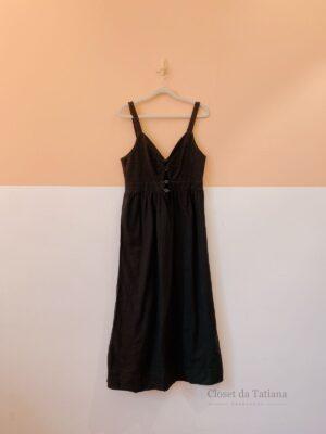 Vestido Midi Preto Detalhe Busto Gallerist | Tam: G