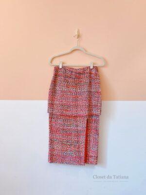 Saia Midi Tweed Rosa Mixed | Tam: 34