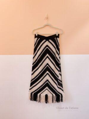 Saia Midi Tricot P&B Franjas Bossa Nova | Tam: M