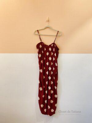 Vestido Midi Vinho Estampado Maria Filó | Tam: G