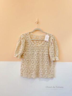 Blusa Crochet Bege | Tam: M