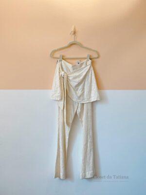 Calça Off White Bordada Maria Filó | Tam: M