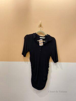 Blusa Malha Alongada Preta Cris Barros | Tam: P