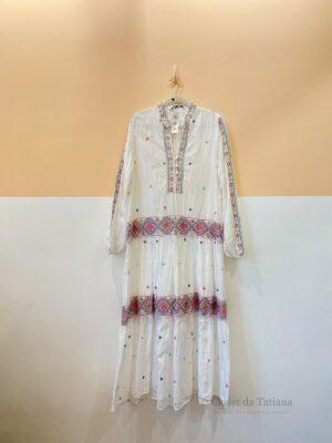 Vestido Midi Branco Bordado Zara | Tam: P