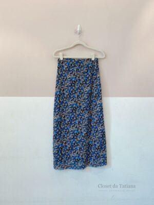 Saia Midi Flores Azuis | Tam: M