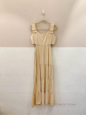Vestido Midi Bege Recorte Luksa | Tam: M