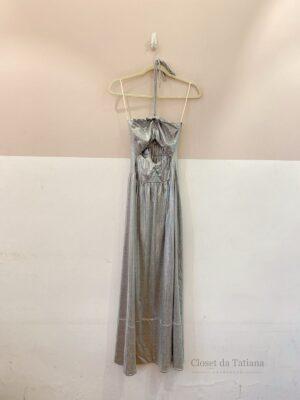Vestido Midi Metalizado Prata Caché | Tam: M