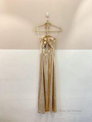 Vestido Midi Metalizado Rosê Caché | Tam: 34
