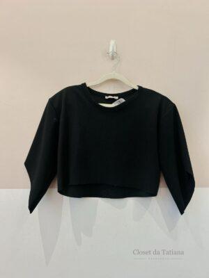 Cropped Preto Ombreiras Zara | Tam: P