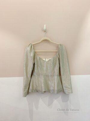 Blusa Metalizado Prata Eugênia Sanson | Tam: 40