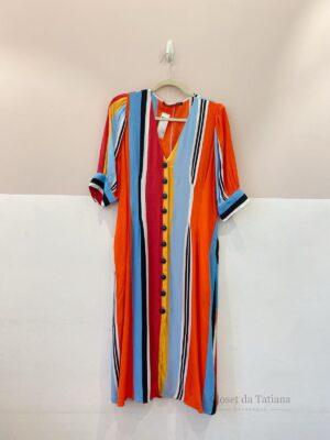 Vestido Midi Listrado Shoulder | Tam: 42