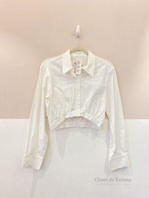 Blusa Curta Branca Mangas By Nv | Tam: M