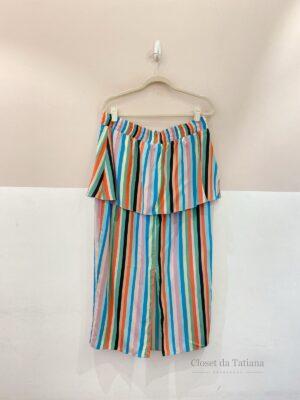 Saia Midi Seda Listrada Peplum Mixed | Tam: 44