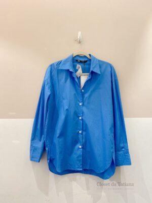 Camisa Social Azul Abertura Costas Zara | Tam: M