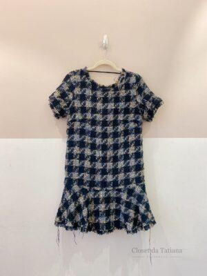 Vestido Curto Xadrez Tweed Animale | Tam: P