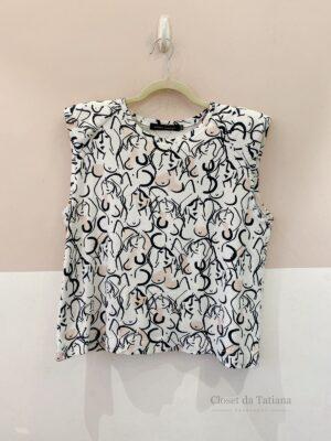 Blusa Ombreiras Estampada Andrea Marques | Tam: 42