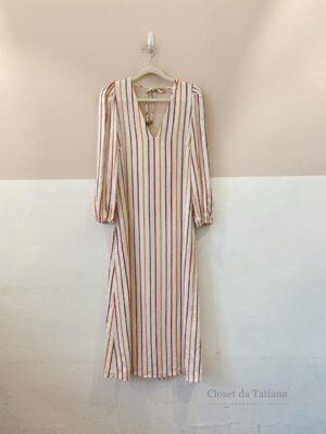 Vestido Midi Listrado Mixed | Tam: 34