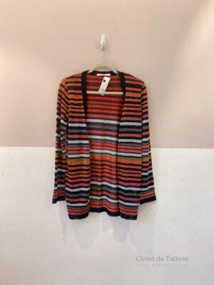 Cardigan Tricot Listrado Luréx Ateen | Tam: M