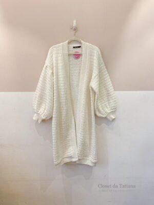 Cardigan Alongado Branco Mixed | Tam: P