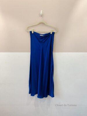 Saia Midi Acetinada Azul Zara | Tam: M