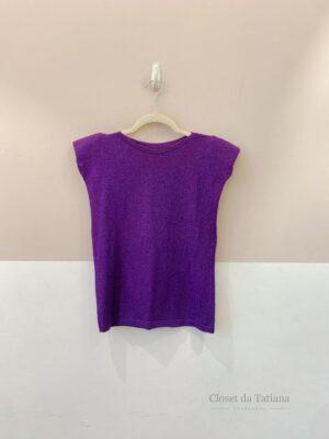 Blusa Tricot Roxa Luréx Ombreira | Tam: M
