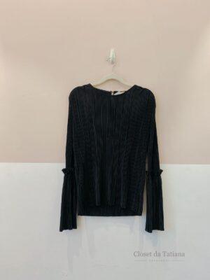 Blusa Preta Plissada Carol Bassi | Tam: M