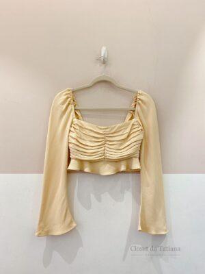 Cropped Crepe Amarelo Plissado Nv | Tam: P