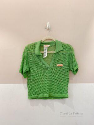 Blusa Crochet Vazada Verde Cosmo | Tam: P