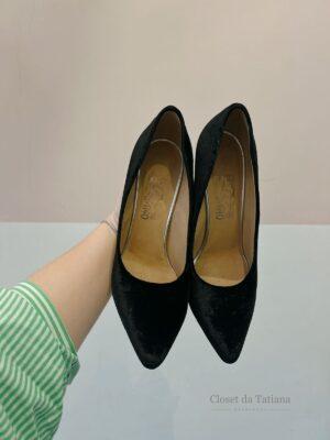 Scarpin Veludo Preto Ferragamo 35/36