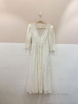 Vestido Midi Branco Renda Eva | Tam: 38