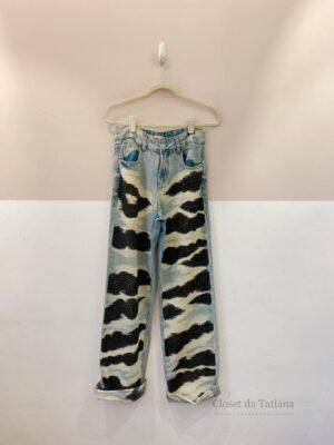 Calça Jeans Ampla Aplicações Tig | Tam: 34