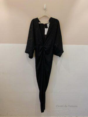 Vestido Midi Preto Texturizado Ah Tereza | Tam: PP