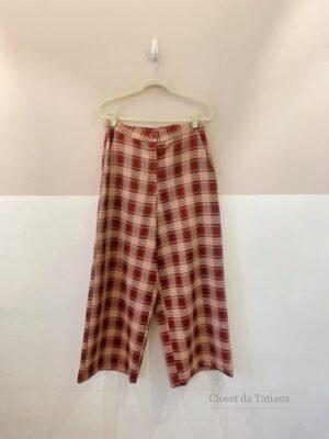 Calça Xadrez Vinho/ Rosê Antix | Tam: M