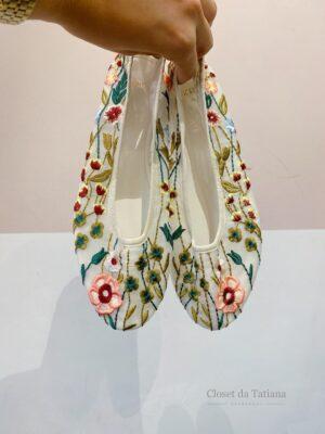 Sapatilha Tule Flores Bordadas Zara | Tam: 38