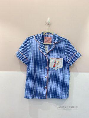 Pijama Vichy Azul Ps. 61 Bordado | Tam: P