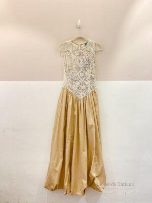 Vestido Bege Bordado Farm | Tam: P