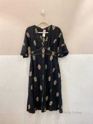 Vestido Midi Preto Bordado Cris Barros | Tam: 36