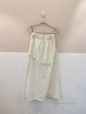 Saia Midi Tela Off White Mixed | Tam: PP