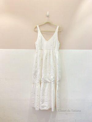 Vestido Midi Branco Bordado Julia Golldenzon | Tam: 36