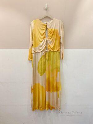 Vestido Midi Amarelo Recortes Lo De Lui | Tam: P